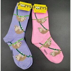 Womens SLOTH Socks Cute Animal Lover Gift Soft Girl FUN Novelty 2 PAIR by Foozys